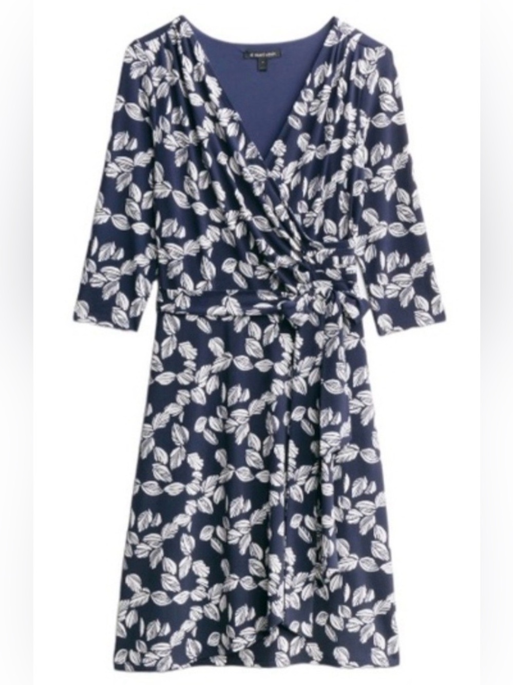NWOT 41 Hawthorn Surplice Faux Wrap Dress Navy & White Size L - Picture 2 of 6